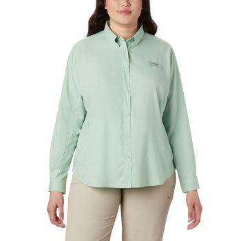 Columbia Overhemd Dames, PFG Tamiami II Long Sleeve Plus Size Mintgroen, 50VENSGDH